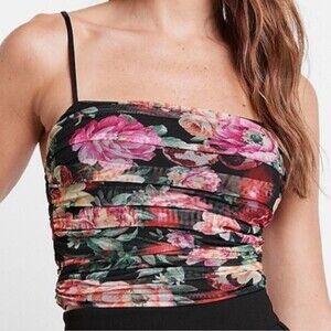 NWT Express Body Contour Floral Mesh Crop Top Size XS